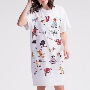 Hatley White 100% Cotton Mumu Nightshirt Size Small Dogs Ruff